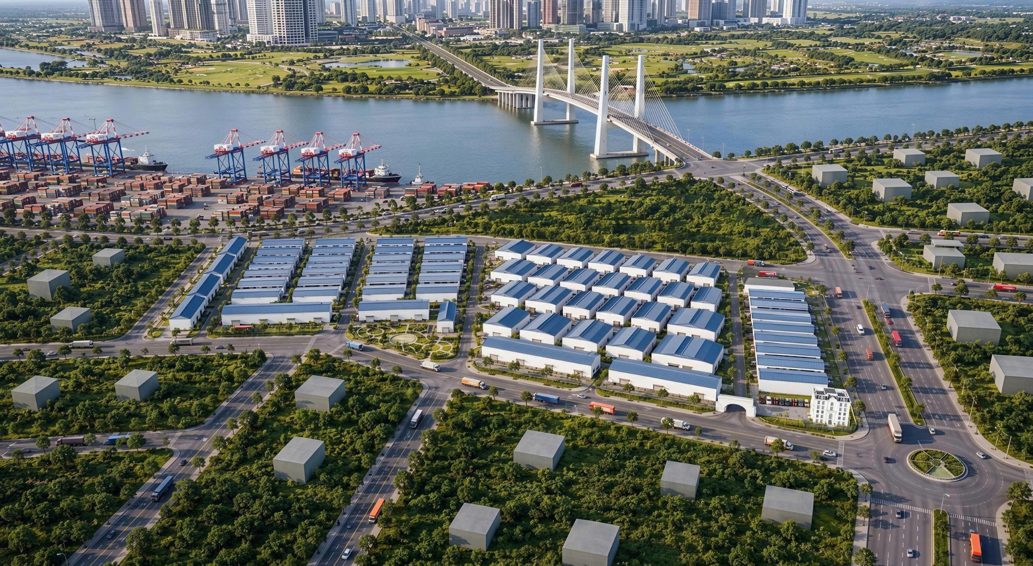 Phối cảnh nhà xưởng gần cảng